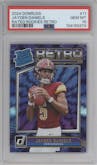 Jayden Daniels from the 2024 Donruss set graded by PSA and given an overall grade of 10.