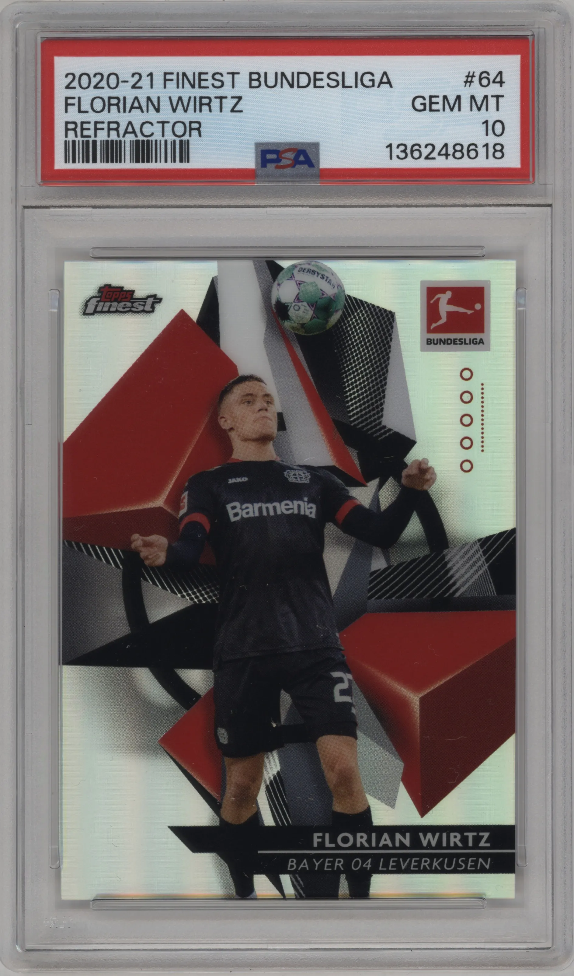 2020 Topps Finest Bundesliga Florian Wirtz Refractor PSA 10