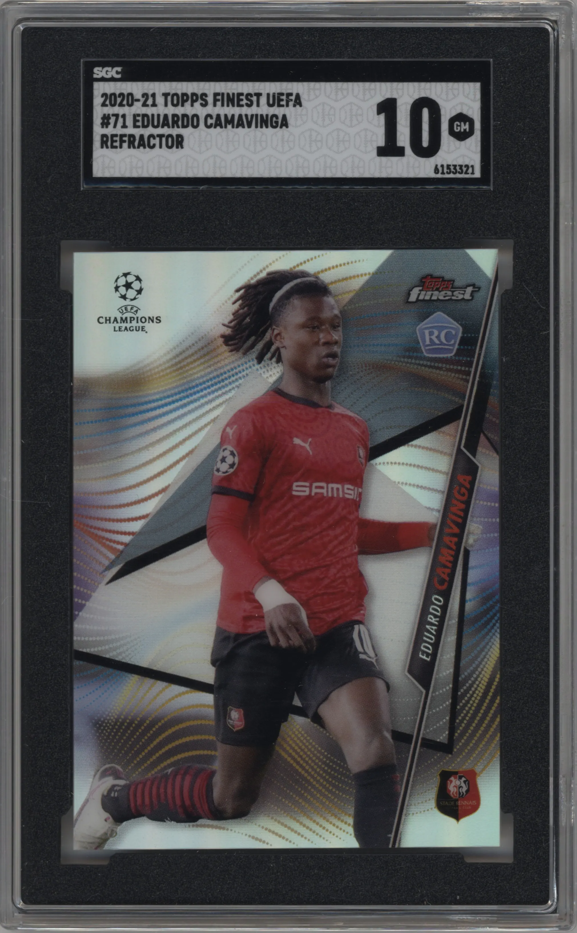 2020 Topps Finest UEFA Champions League Eduardo Camavinga Refractor SGC 10