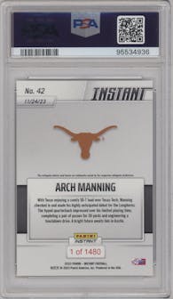 Arch Manning from the 2023 Panini Instant College set graded by PSA and given an overall grade of 10.