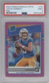 Justin Herbert from the 2020 Panini Donruss Optic set featuring a Pink parallel graded by PSA and given an overall grade of 9.