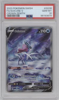 Suicune V from the 2023 Pokemon SWSH set graded by PSA and given an overall grade of 10.