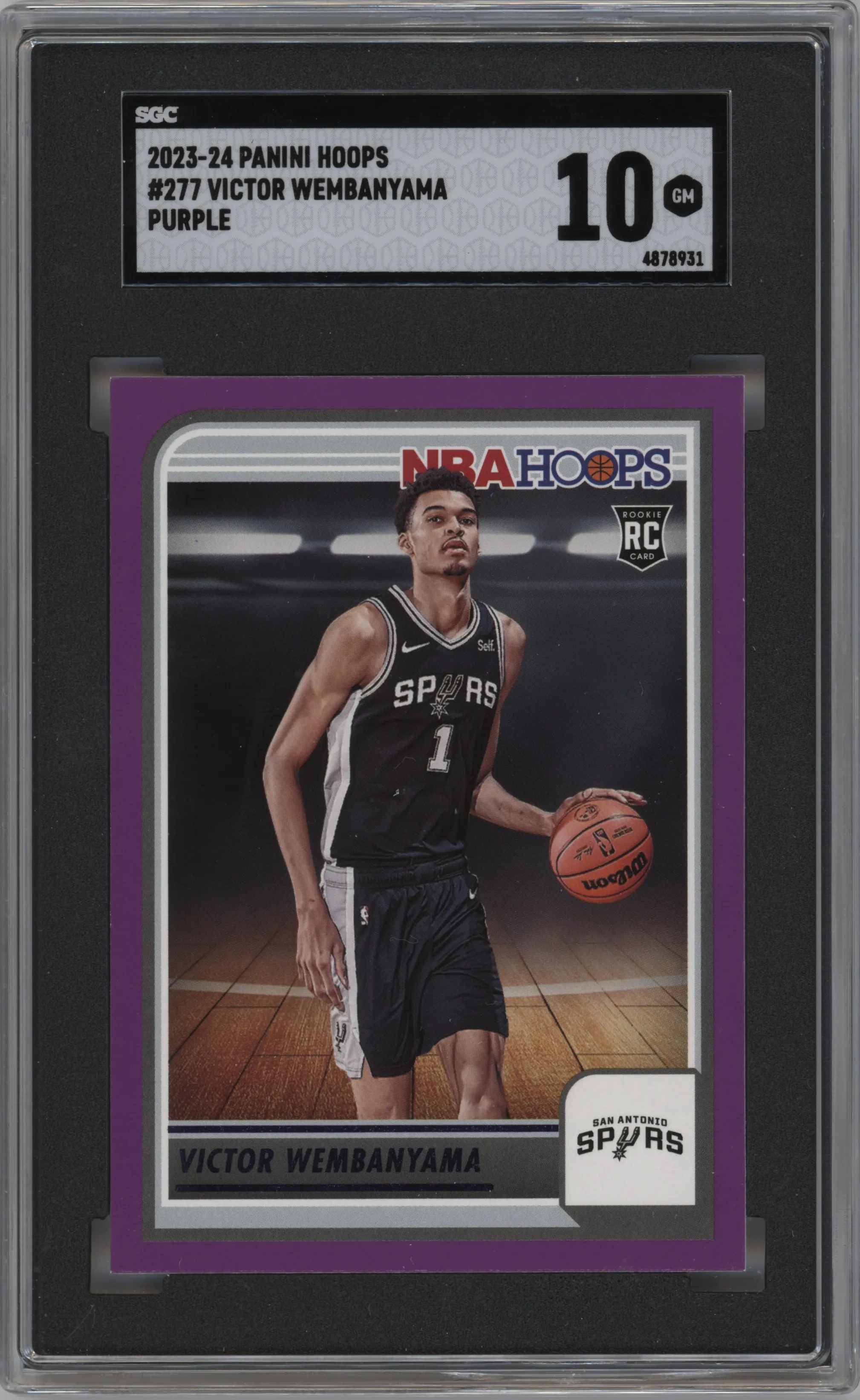2023 Panini NBA Hoops Victor Wembanyama Purple SGC 10