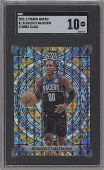 Bennedict Mathurin from the 2022-23 Panini Mosaic set graded by SGC and given an overall grade of 10.