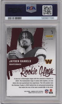 Jayden Daniels from the 2024 Donruss Optic set graded by PSA and given an overall grade of 10.