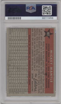 Mickey Mantle from the 1958 Topps set graded by PSA and given an overall grade of 5.