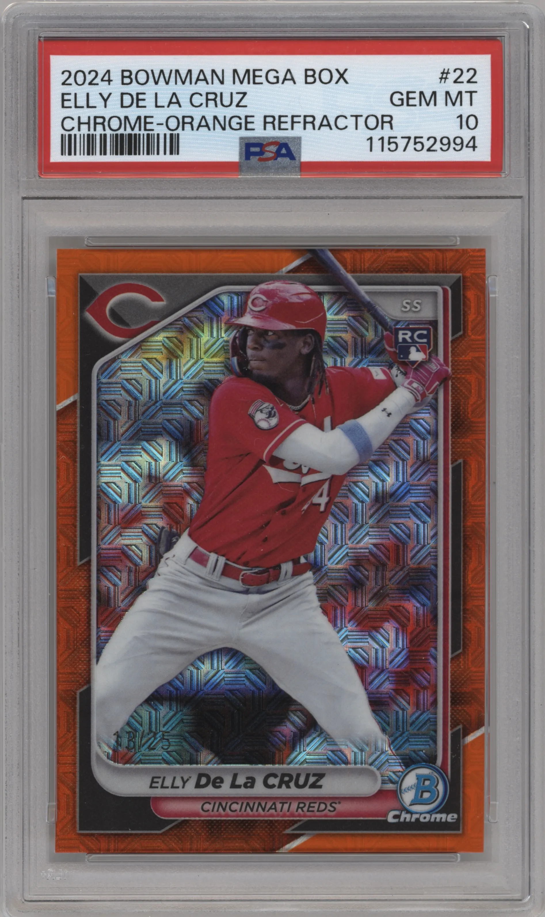 2024 Bowman Mega Box Elly De La Cruz Orange Refractor #22 PSA 10