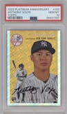 Anthony Volpe from the 2023 Topps Chrome Platinum Anniversary set featuring a Topps Refractor parallel graded by PSA and given an overall grade of 10.