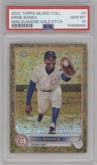 Ernie Banks from the 2022 Topps Gilded Collection set featuring a Mini-Diamond parallel graded by PSA and given an overall grade of 10.