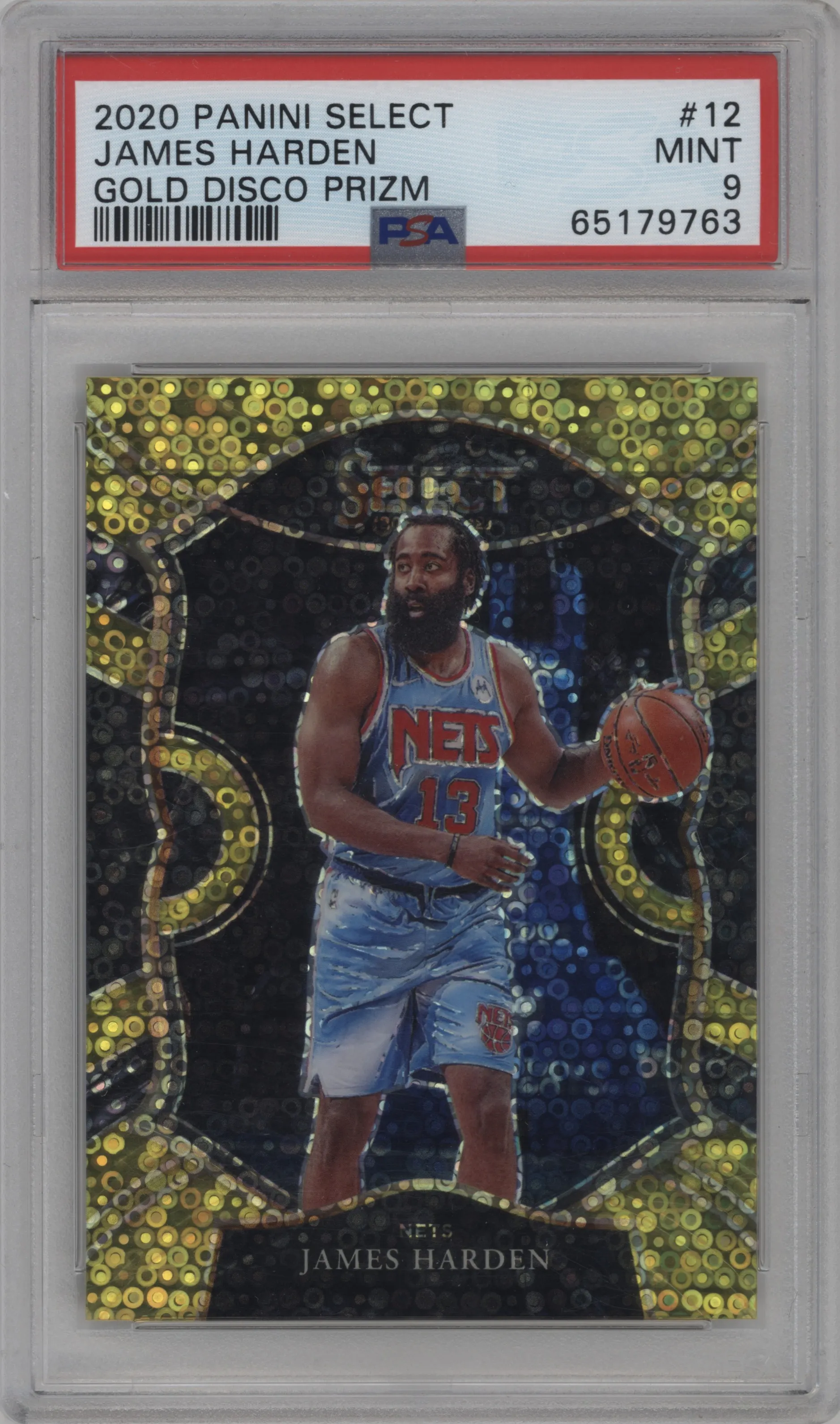 2020 Panini Select James Harden Disco Gold PSA 9