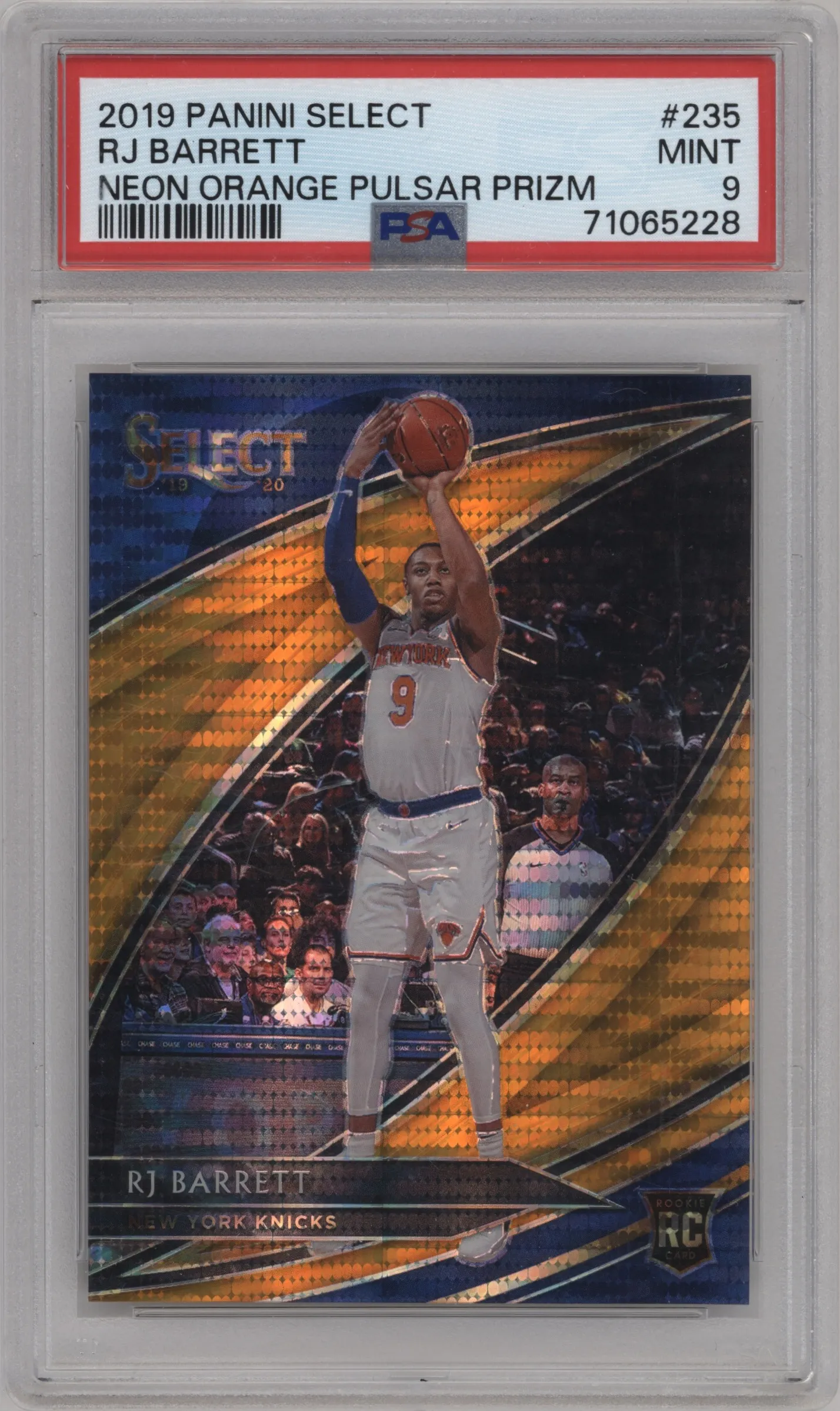 2019 Panini Select Courtside RJ Barrett Neon Orange Pulsar Prizm PSA 9