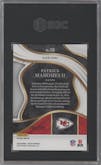Patrick Mahomes II from the 2023 Panini Select set featuring a  Die-Cut Orange parallel graded by SGC and given an overall grade of 9.