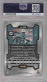 Raheem Mostert from the 2023 Panini Prizm set featuring a Gold Wave parallel graded by PSA and given an overall grade of 10.