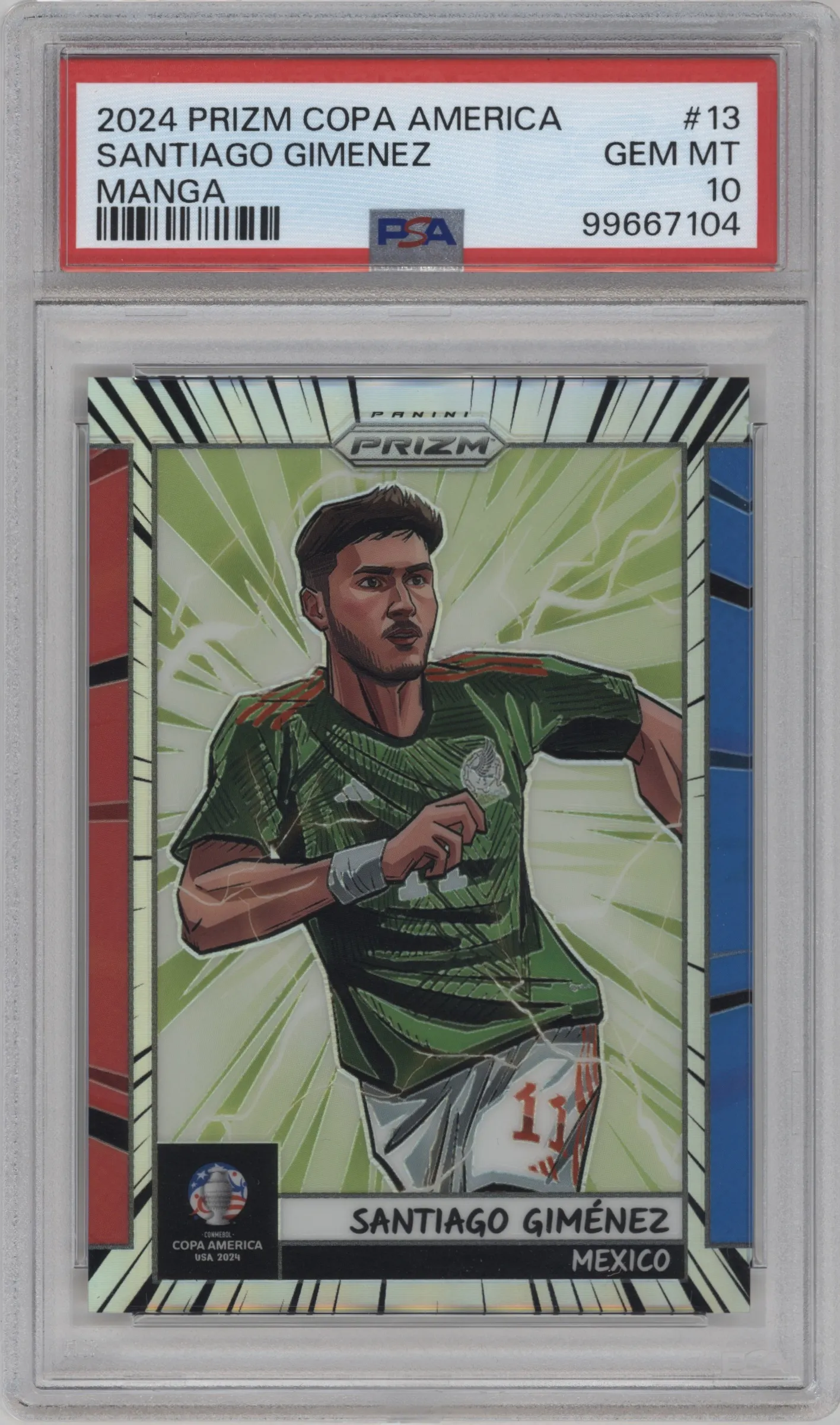 2024 Panini Prizm CONMEBOL Copa America Manga Santiago Gimenez #13 PSA 10