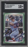 Brent Rooker from the 2021 Topps Japan Edition set featuring a Jade Green parallel graded by SGC and given an overall grade of 10.