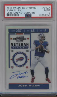 Josh Allen from the 2019 Panini Contenders Optic set graded by PSA and given an overall grade of 9.