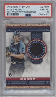 Paul Skenes from the 2024 Topps Update set graded by PSA and given an overall grade of 10.