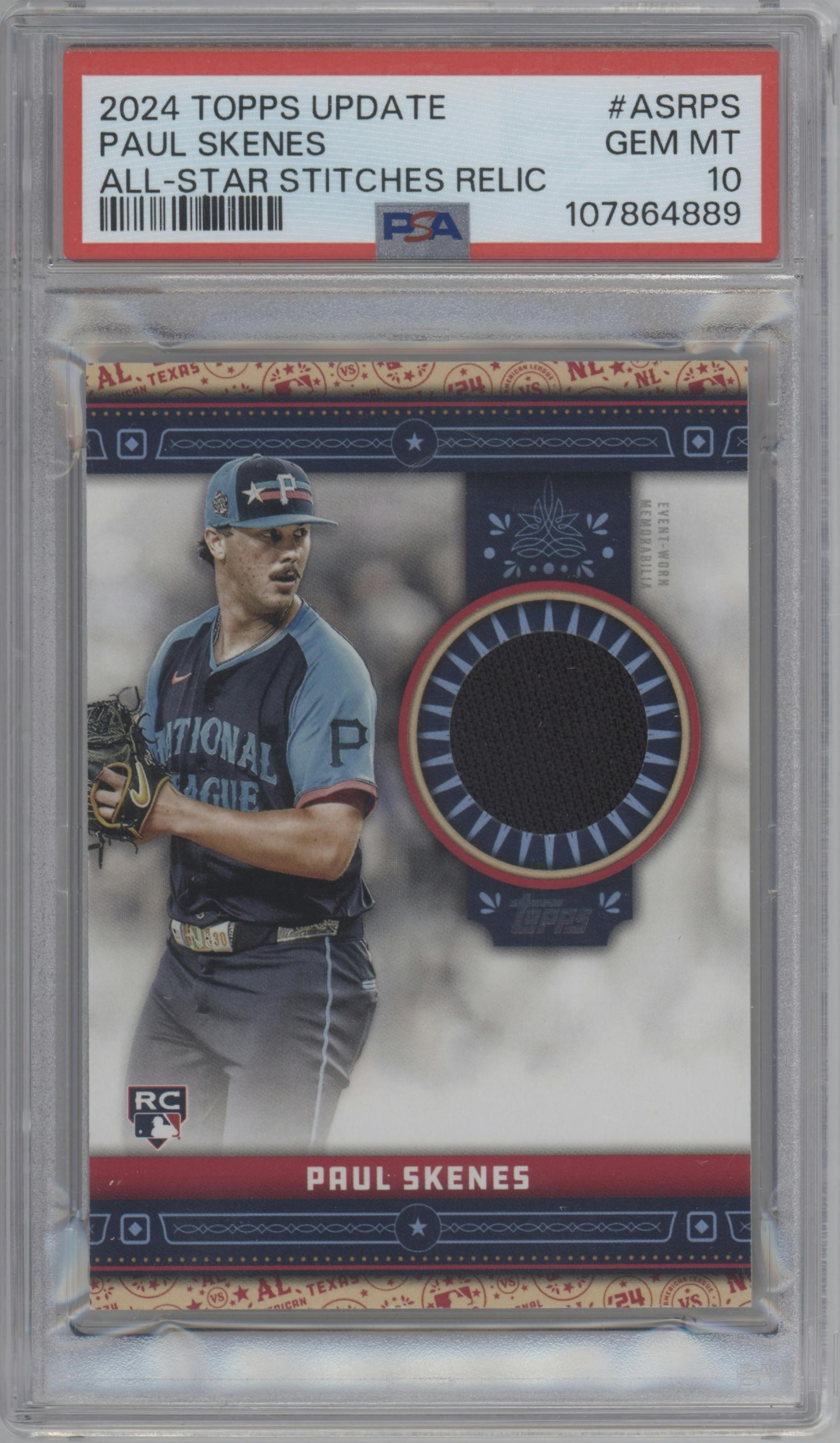 Paul Skenes from the 2024 Topps Update set graded by PSA and given an overall grade of 10.