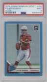 Kyler Murray from the 2019 Panini Donruss Optic set featuring a Aqua parallel graded by PSA and given an overall grade of 9.