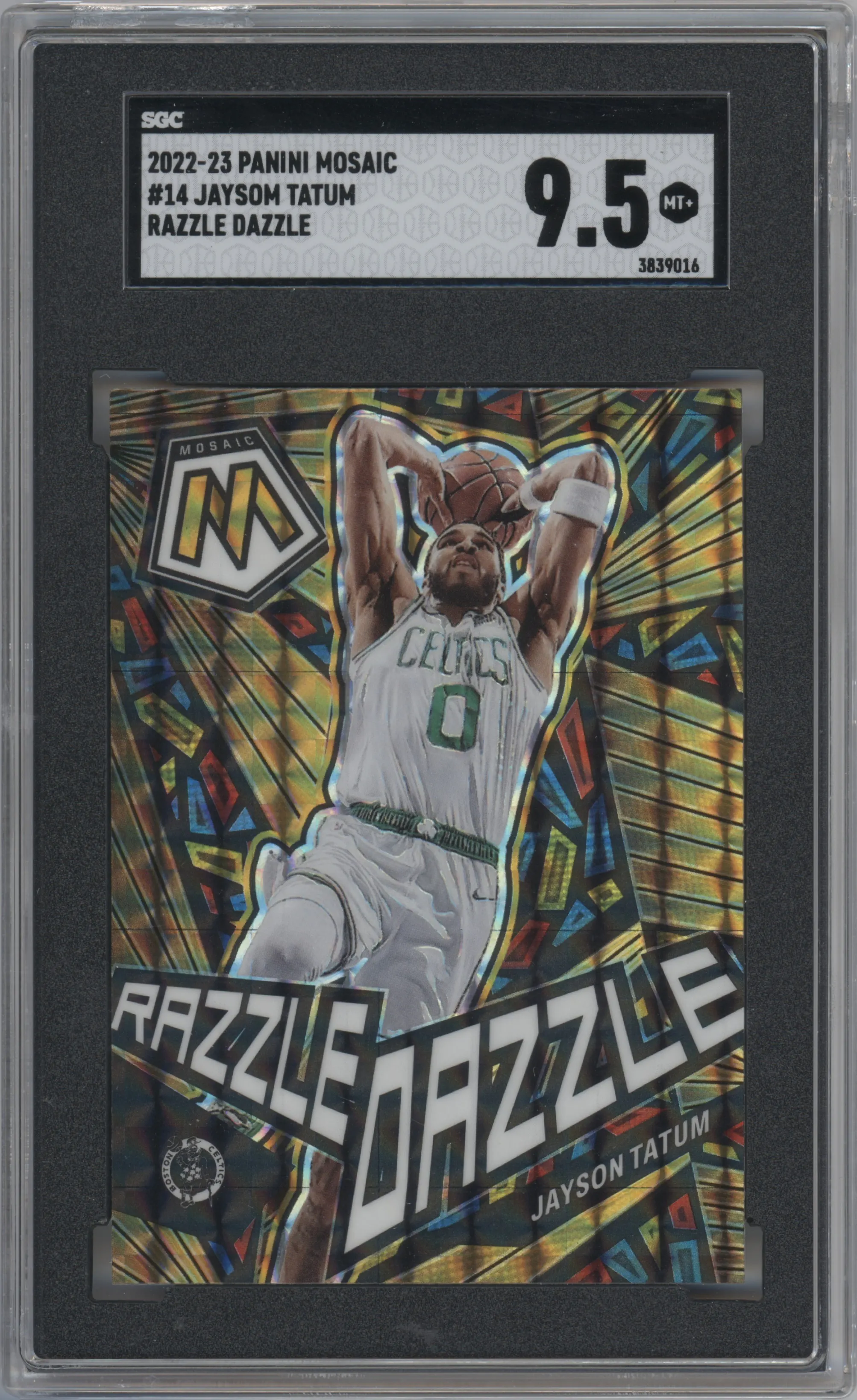 2022 Panini Mosaic Razzle Dazzle Jayson Tatum #14 SGC 9.5