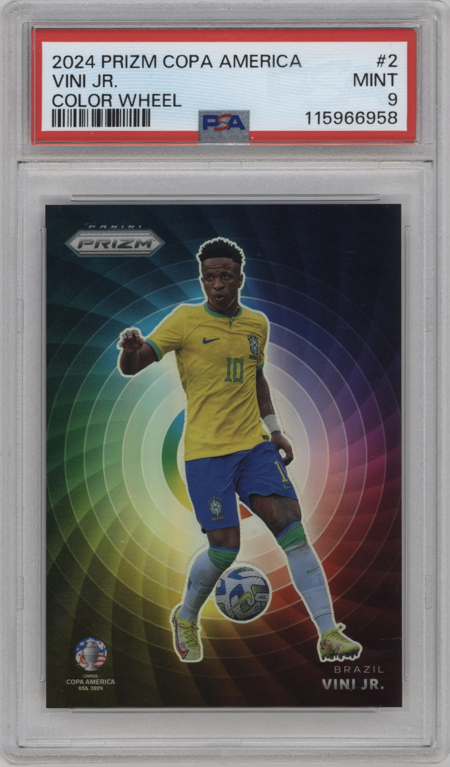 2024 Panini Prizm CONMEBOL Copa America Color Wheel Vini Jr. #2 PSA 9