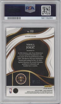Nikola Jokic from the 2023-24 Panini Select  set featuring a Pink Cracked Ice parallel graded by PSA and given an overall grade of 10.