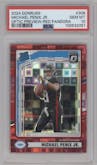 Michael Penix Jr.  from the 2024 Donruss set featuring a Red Pandora parallel graded by PSA and given an overall grade of 10.