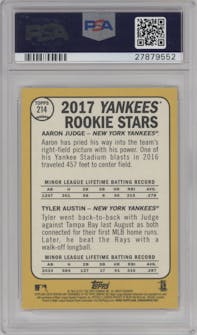 Aaron Judge/Tyler Austin  from the 2017 Topps Heritage set graded by PSA and given an overall grade of 10.