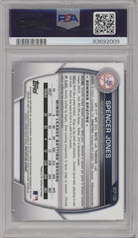 Spencer Jones from the 2023 Bowman Mega Box set graded by PSA and given an overall grade of 10.