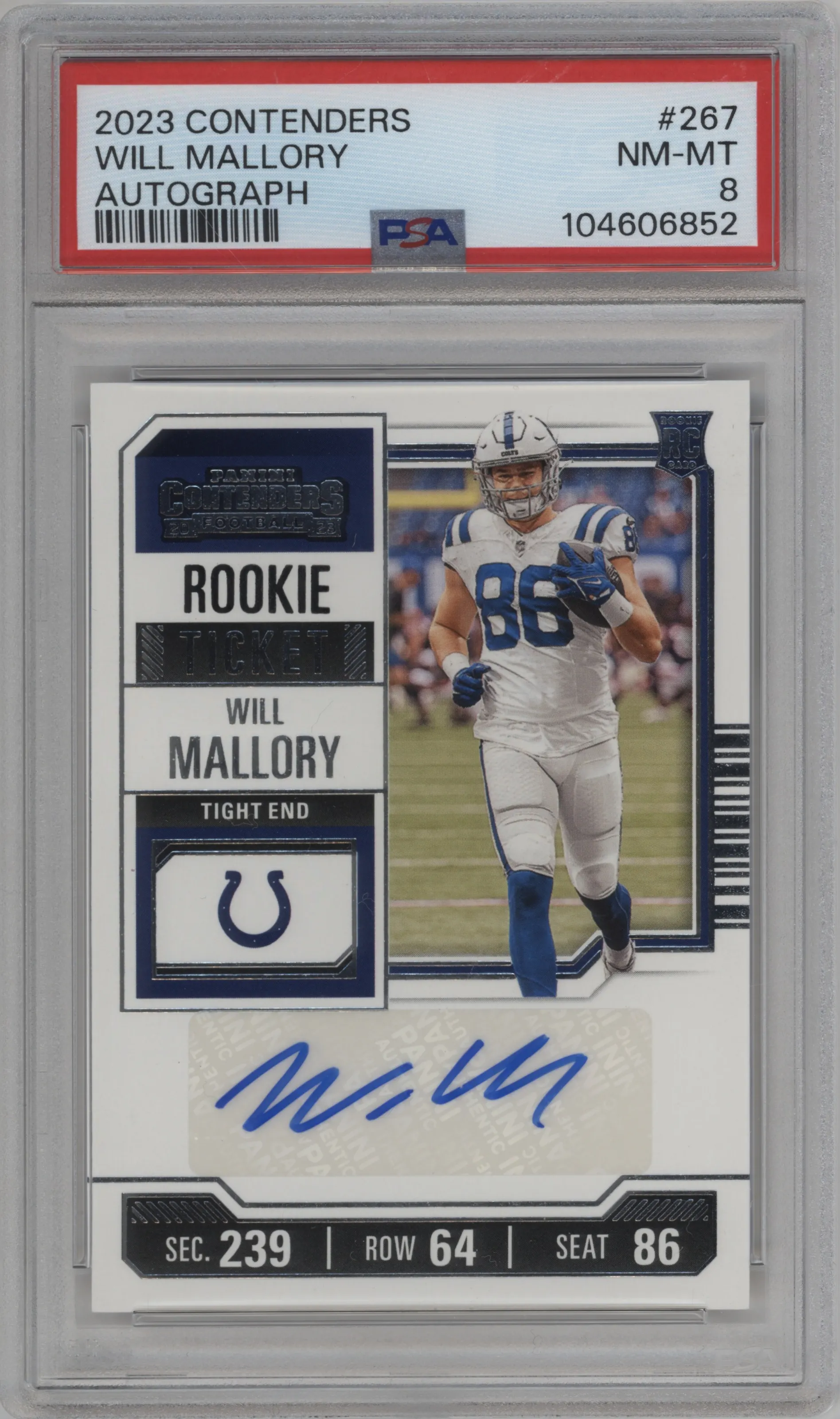 2023 Panini Contenders Rke.Tkt.Auto Will Mallory #267 PSA 8