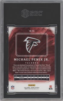 Michael Penix Jr. from the 2024 Panini Origins set featuring a Silver Holo parallel graded by SGC and given an overall grade of 9.5.