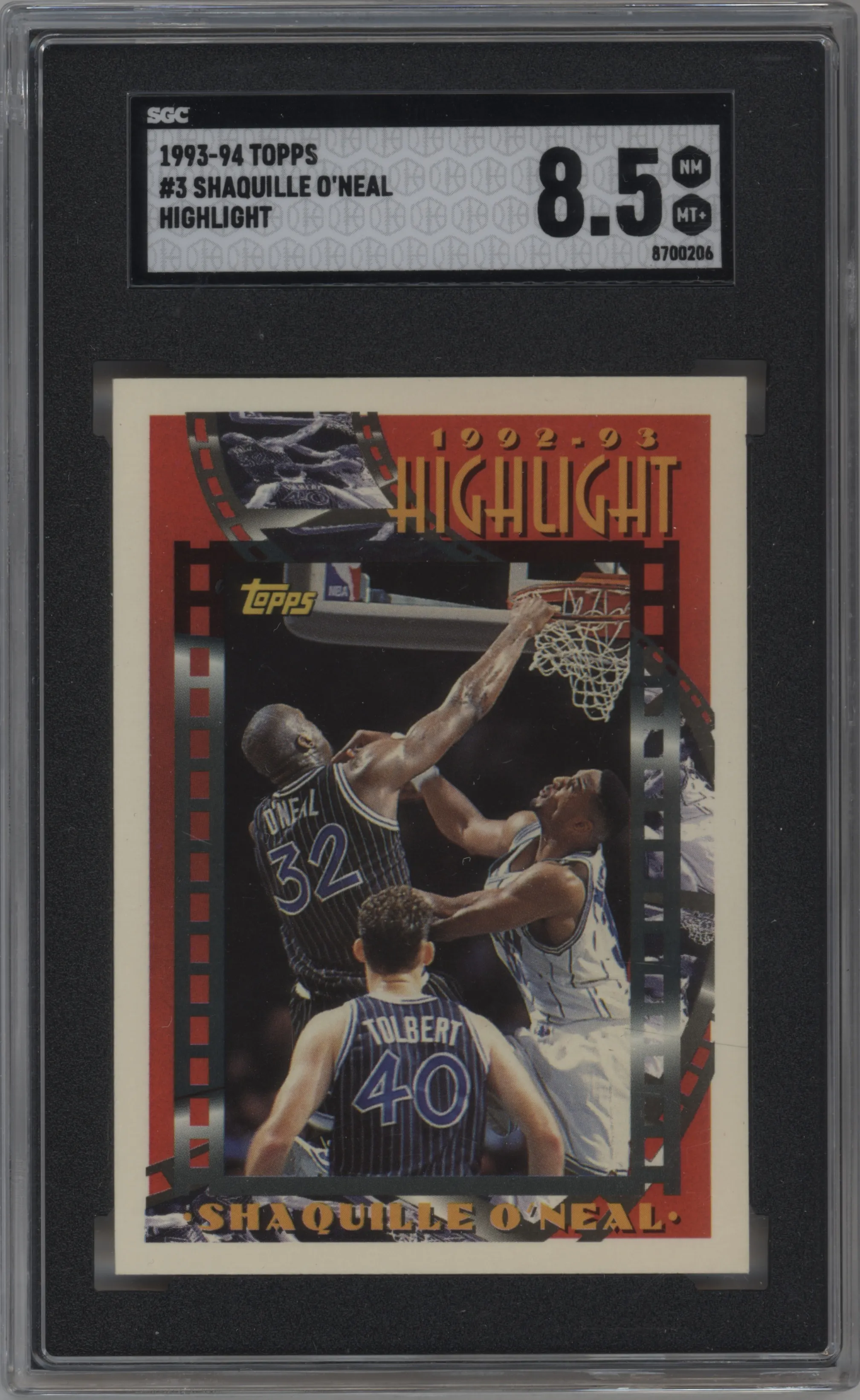 1993 Topps Shaquille O'Neal #3 SGC 8.5