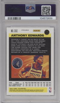 Anthony Edwards from the 2020-21 Panini Flux set featuring a Blue Mojo parallel graded by PSA and given an overall grade of 10.