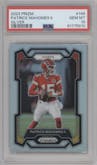 Patrick Mahomes II from the 2023 Panini Prizm set featuring a Silver Prizm parallel graded by PSA and given an overall grade of 10.