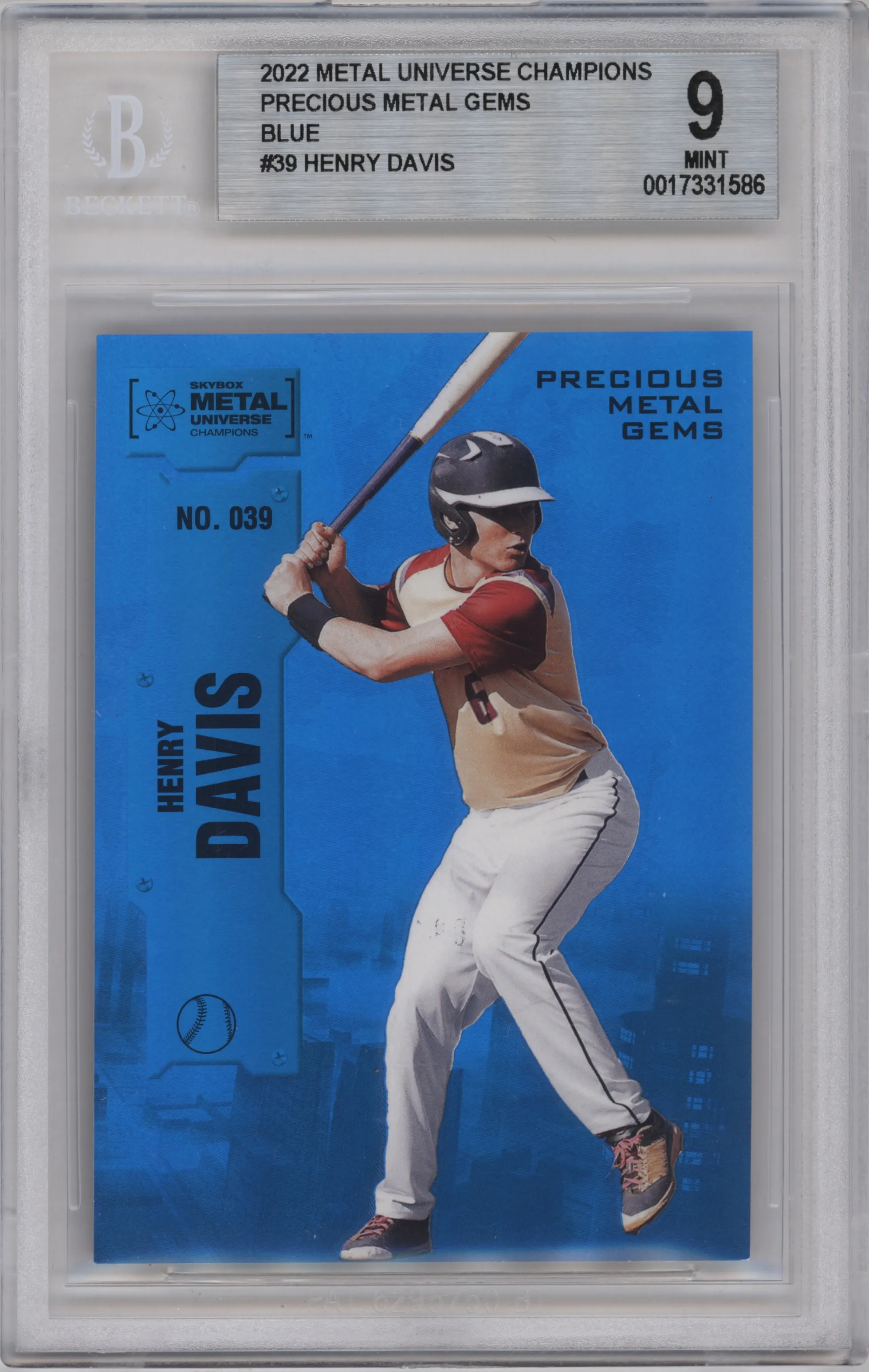 2022 Skybox Metal Universe Champions Multi-Sport Precious Metal Gems Henry Davis Blue #039 BGS 9