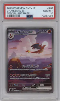 Charizard ex from the 2023 Pokemon SV JPN set graded by PSA and given an overall grade of 10.