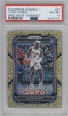 Jalen Duren from the 2022-23 Panini Prizm Monopoly set featuring a Gold Money Shimmer parallel graded by PSA and given an overall grade of 10.