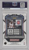 Jalen Duren from the 2022-23 Panini Prizm Monopoly set featuring a Gold Money Shimmer parallel graded by PSA and given an overall grade of 10.