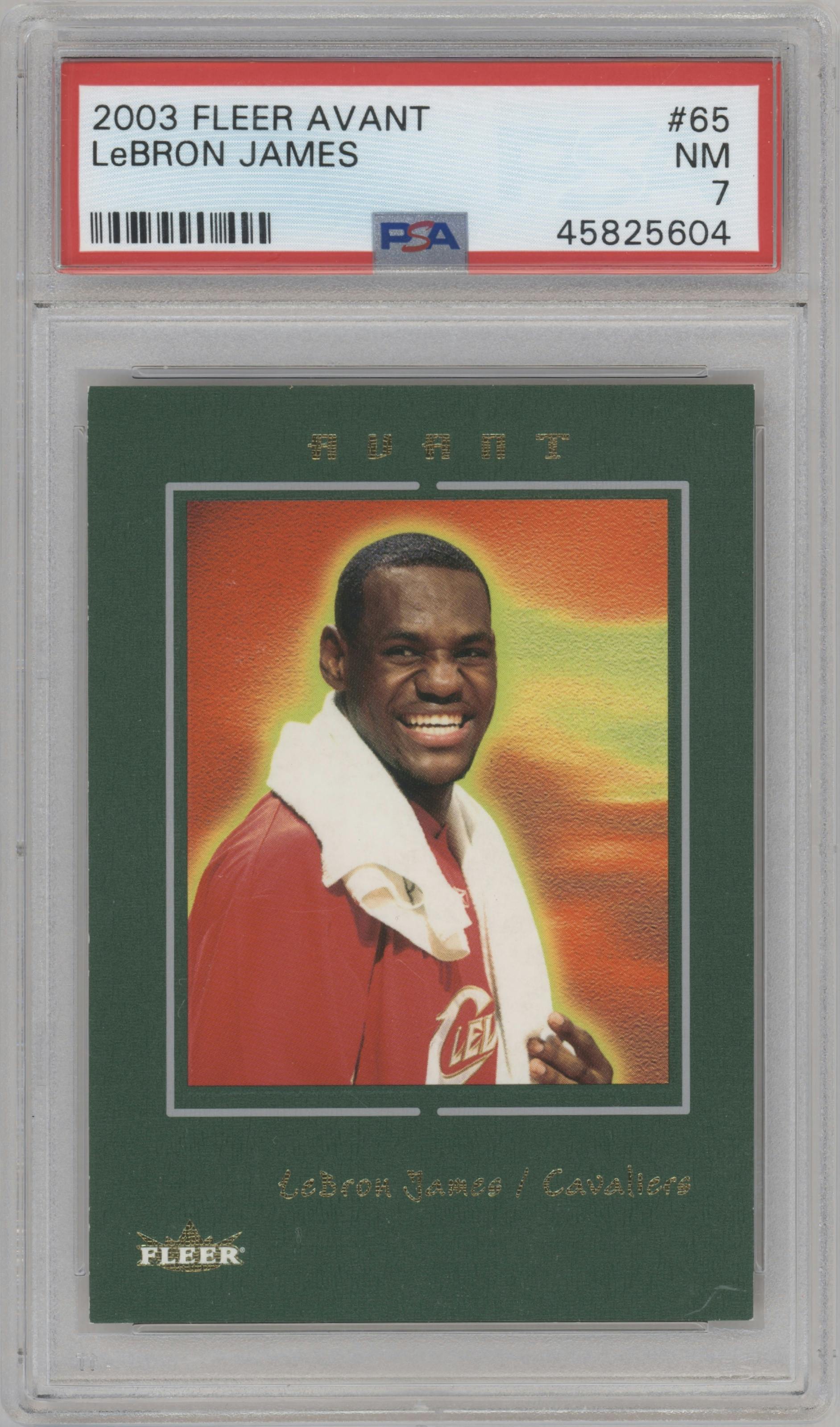 LeBron James from the 2003-04 Fleer Avant set graded by PSA and given an overall grade of 7.
