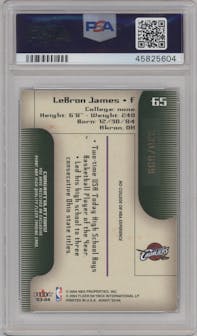 LeBron James from the 2003-04 Fleer Avant set graded by PSA and given an overall grade of 7.