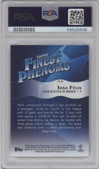 Joao Felix from the 2019-20 Topps Finest UEFA Champions League set graded by PSA and given an overall grade of 10.