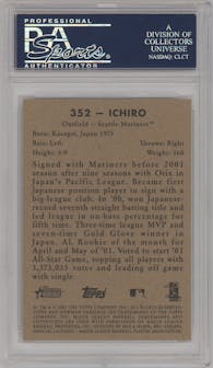 Ichiro  from the 2001 Bowman Heritage set graded by PSA and given an overall grade of 9.