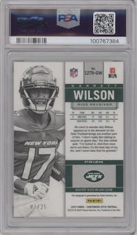 Garrett Wilson from the 2022 Panini Contenders Optic set graded by PSA and given an overall grade of 8.