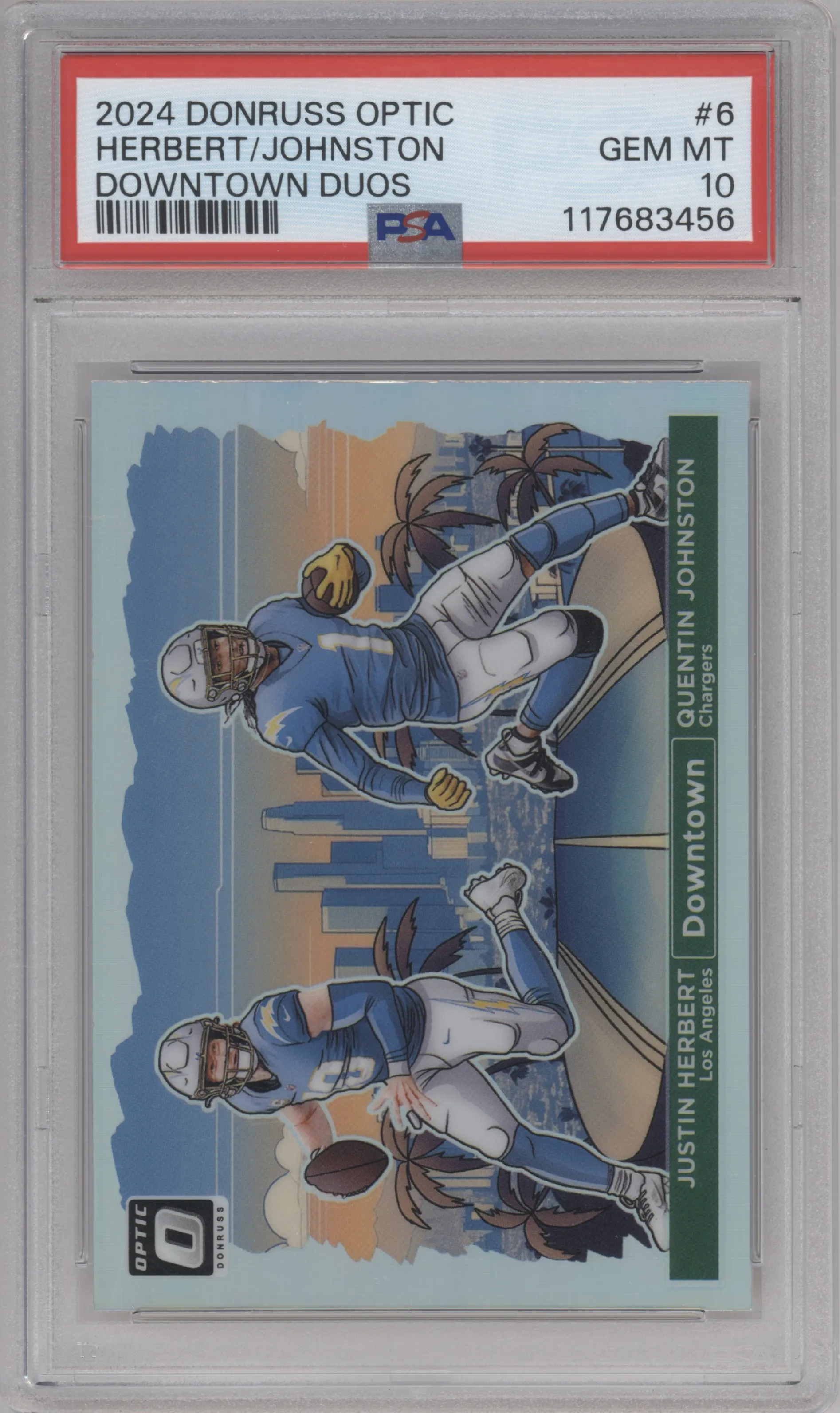2024 Donruss Optic Downtown Duos Justin Herbert/Quentin Johnston PSA 10