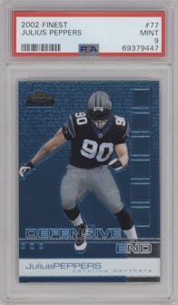 Julius Peppers from the 2002 Topps Finest set graded by PSA and given an overall grade of 9.