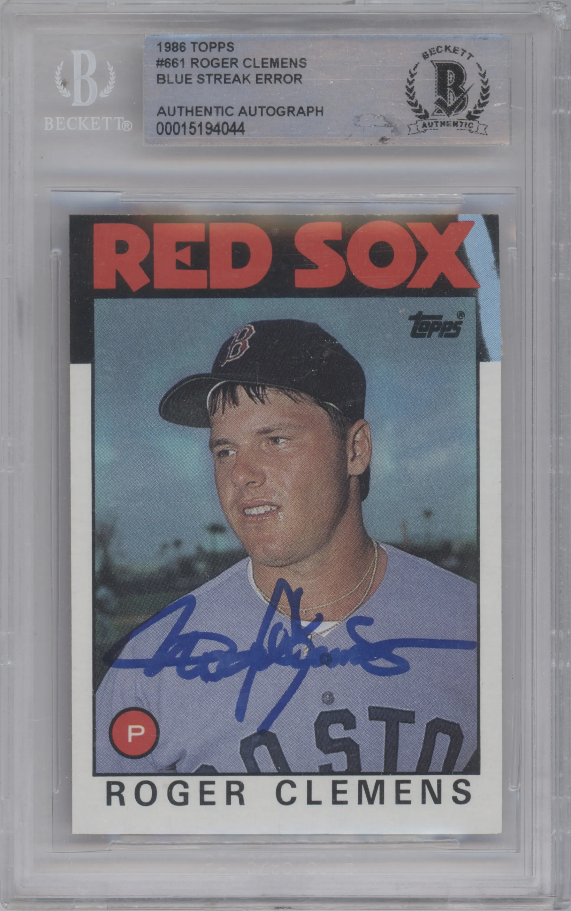 1986 Topps Roger Clemens BGS AUTHENTIC #661 BGS