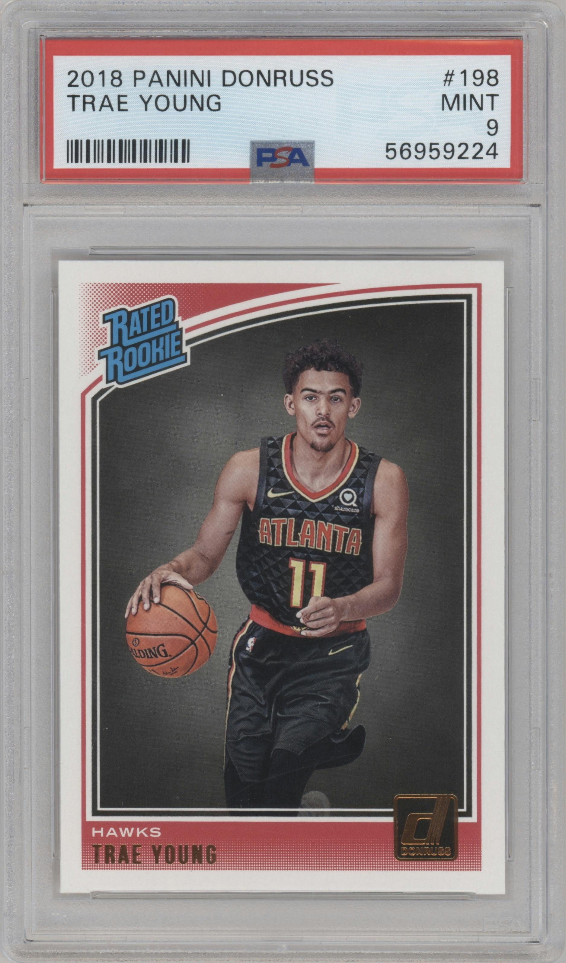 Trae Young from the 2018-19 Panini Donruss  set graded by PSA and given an overall grade of 9.