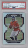 Justin Fields from the 2021 Panini Prizm set featuring a Silver Prizm parallel graded by PSA and given an overall grade of 10.