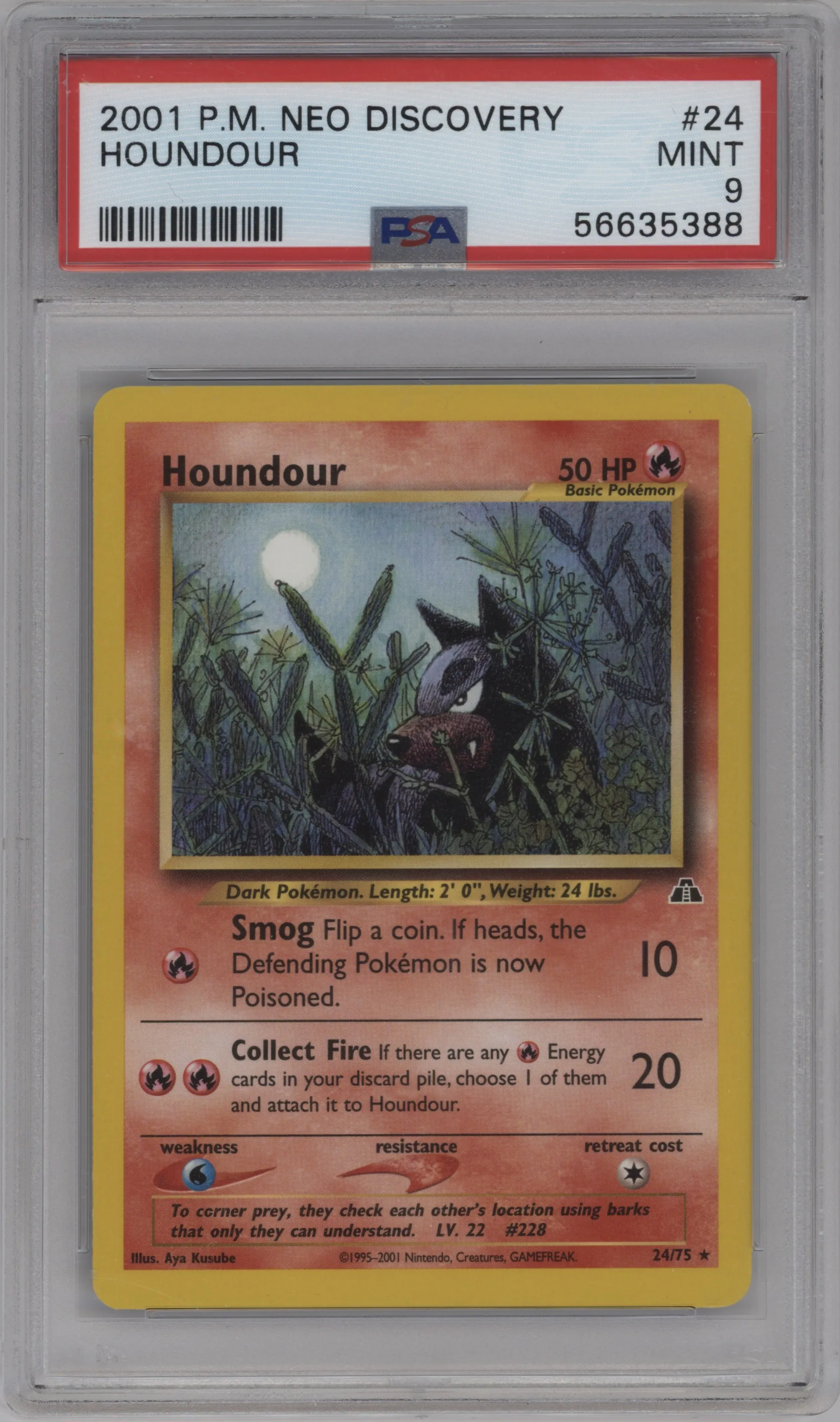 2001 Pokemon Neo Genesis Neo Discovery Houndour #24 PSA 9