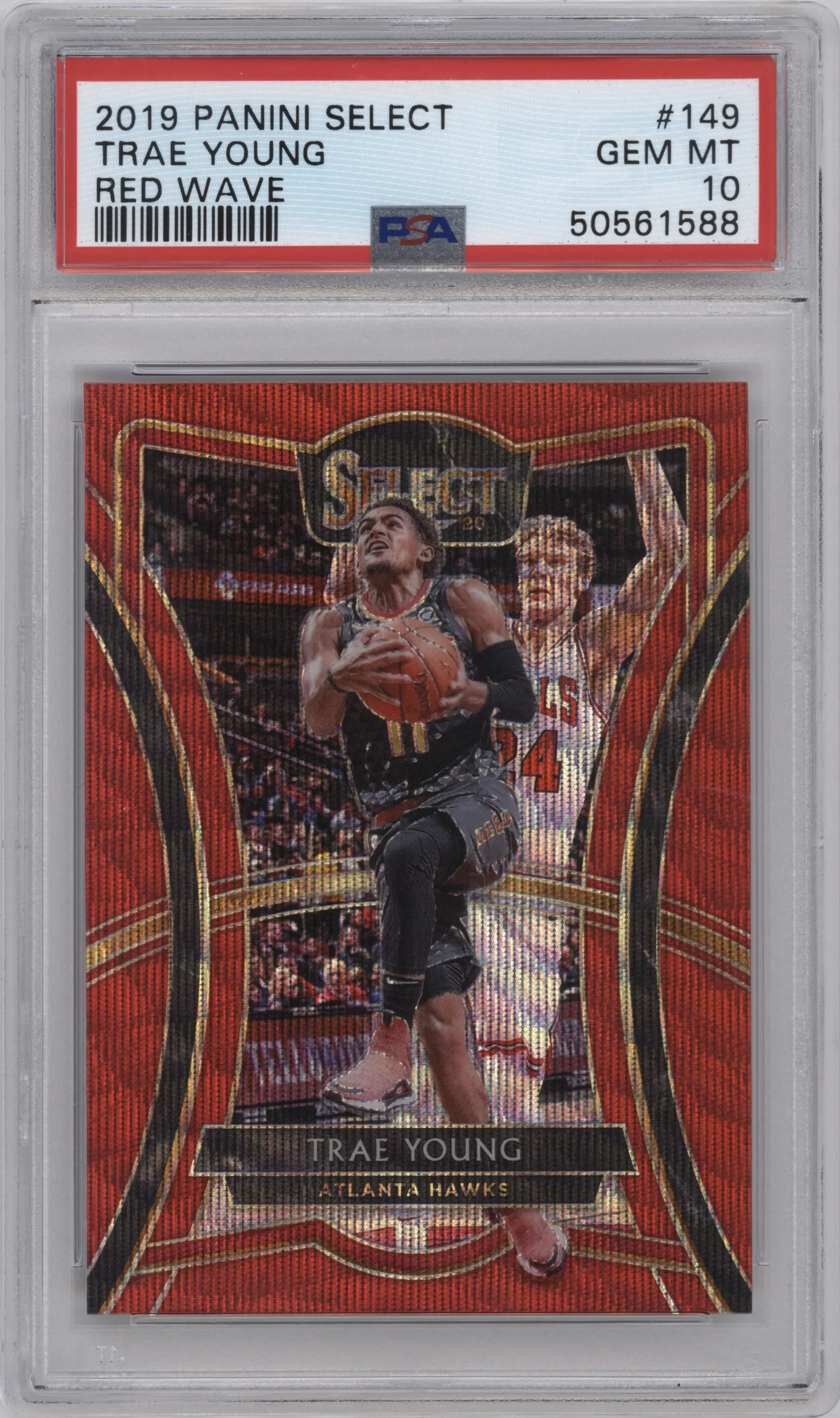 2019 Panini Select Pre.Lvl. Trae Young Red Wave #149 PSA 10